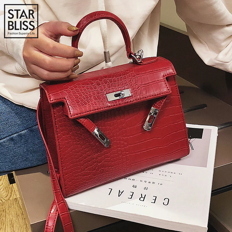 

Simple fashion wild crocodile skin PU woman Lock shoulder bag slung small square bag stone pattern business bag mobile computer