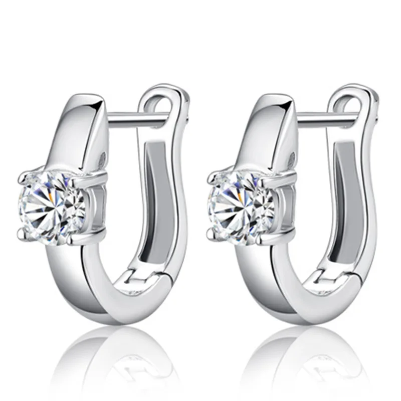 

100% 925 sterling silver hot sell shiny crystal ladies`stud earrings jewelry wholesale Anti allergy female women wedding gift
