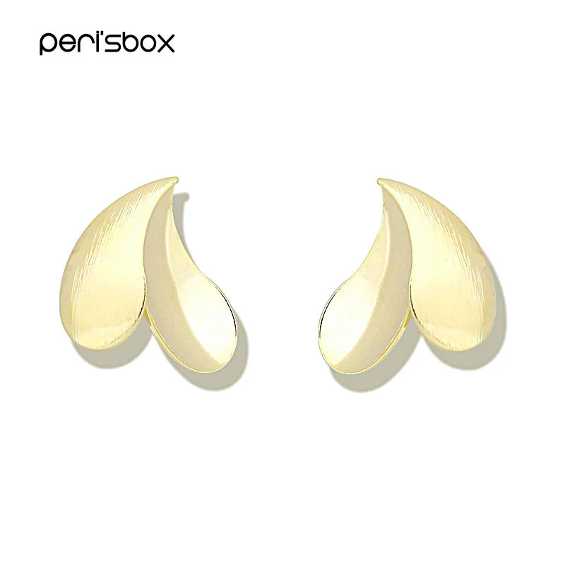 

Peri'sBox Gold Sliver Color Petal Stud Earrings for Women Modern Korean Earrings Studs Minimalist Metal Earrings Fashion Jewelry