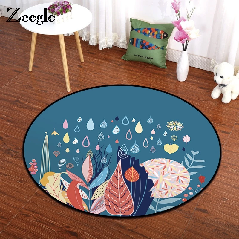 Zeegle Round Carpet Cartoon Floor Mat Kids Bedroom Carpet For Living Room Non-slip Kitchen Carpet Chair Besides Area Rug Zeegle Round Carpet Cartoon Floor Mat Kids Bedroom Carpet For Living Room Non-slip Kitchen Carpet Chair Besides Area Rug