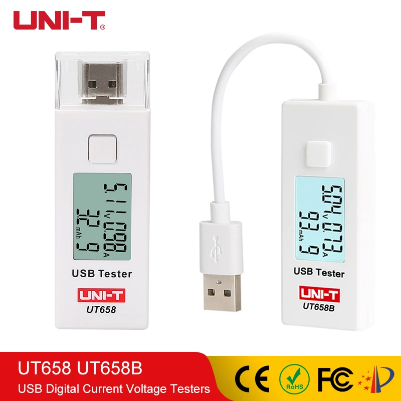UNI-T USB Tester Digital Current Voltage Testers Voltage Monitor Current Meter Capacity Tester MAX 9V 3A Data Storage LCD Backli