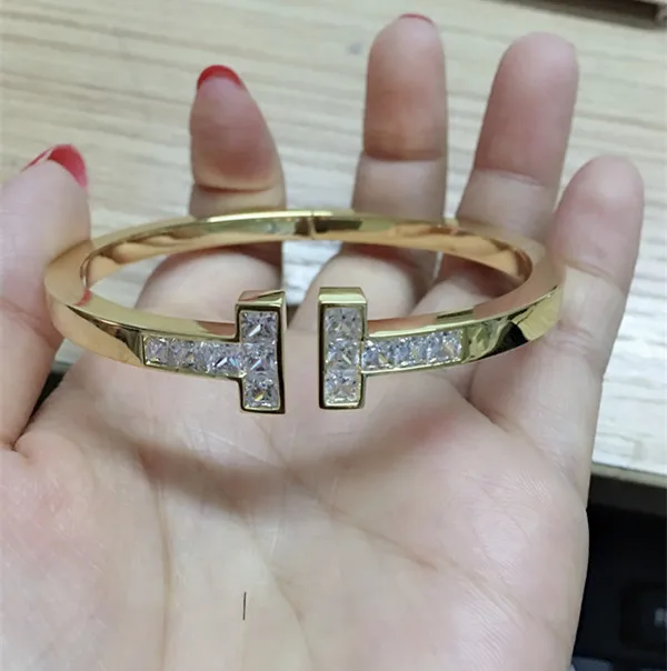 

Designer fashion wedding jewelry T bracelet cuff brand letter bangle women men female male heavy mental famous brand jewelry