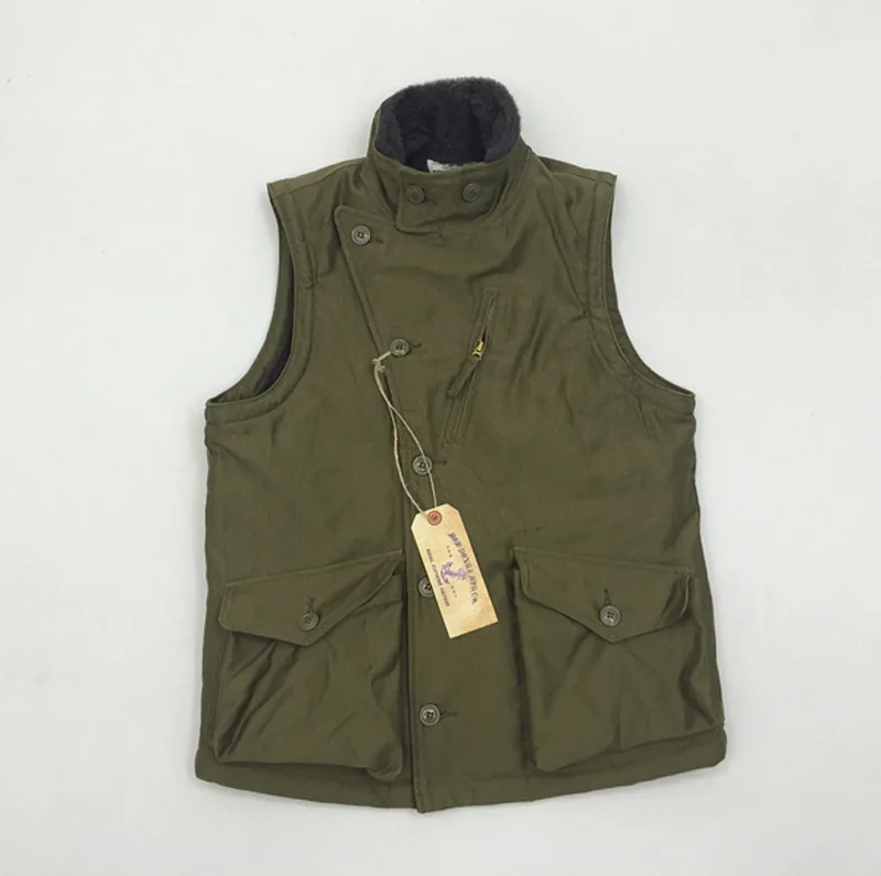 WW2 USN Mens US Navy AVIATOR Fleece Vest Replica Vintage Thick Winter