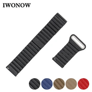 

Genuine Leather Watch Band 22mm for Ticwatch 1 46mm Magnetic Buckle Strap Quick Release Wrist Belt Bracelet Black + Spring Bar