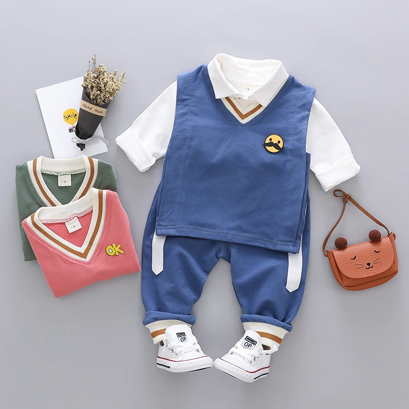 

ZWXLHH 2019 Spring Baby Boys Girls Clothing Sets Infant Children Clothes Suits Toddler Kids Beard Vest T Shirt Pants Costume