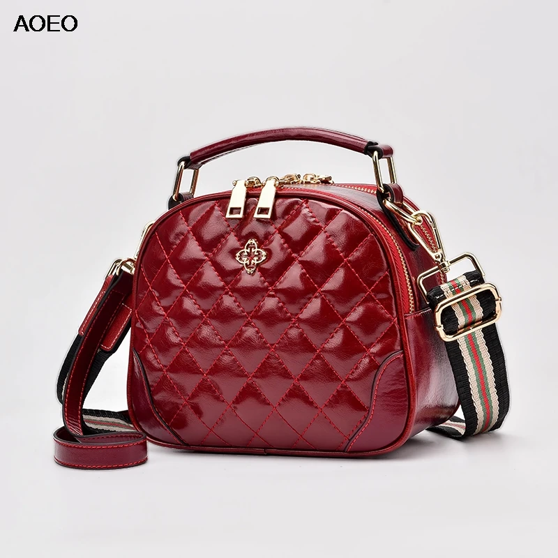 

AOEO Fashion Large Capacity Handbags Women Shoulder Bag Ladies Diamond Lattice Split Leather Girl Crossobdy Messenger Bag Female