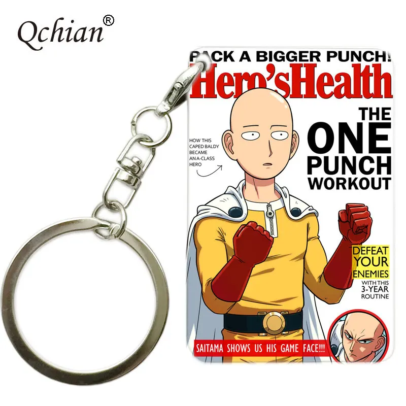 

Anime One Punch Man Print Keychian Saitama tatsumaki Print Key Chians Ring Holder for Men Gift