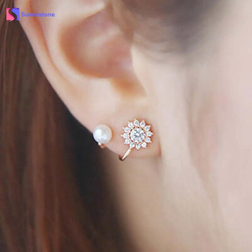 

Susenstone Women Fashion Sweet Snowflake Snow Flower Ear Stud Earrings Faux Pearl Earrings Jewelry