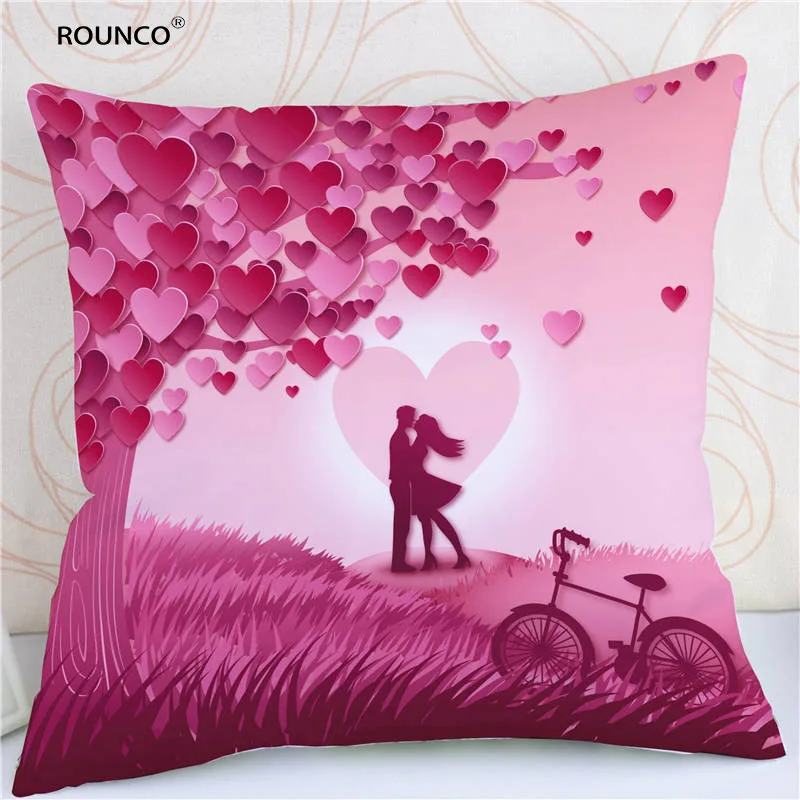 ROUNCO Cute Wedding Love Letters Pillow Case Plush Fabric ...