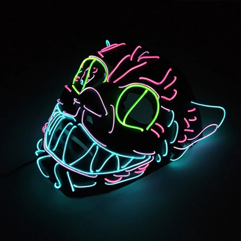 New Halloween Mask LED Light Up Carnival Masks Neon Maska Party Cute Elvis Children's Toys Europe And America Style Makeup Movie