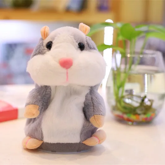 TUKATO Talking Hamster Mouse Pet Plush Toy Hot Cute Speak Talking Sound Record Hamster Educational Toy for kids - Цвет: gray