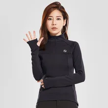 Женская высокая эластичная плюс бархатная тонкая быстросохнущая рубашка для занятий спортом на открытом воздухе Велоспорт тренировочный дышащий флисовый пуловер Топы