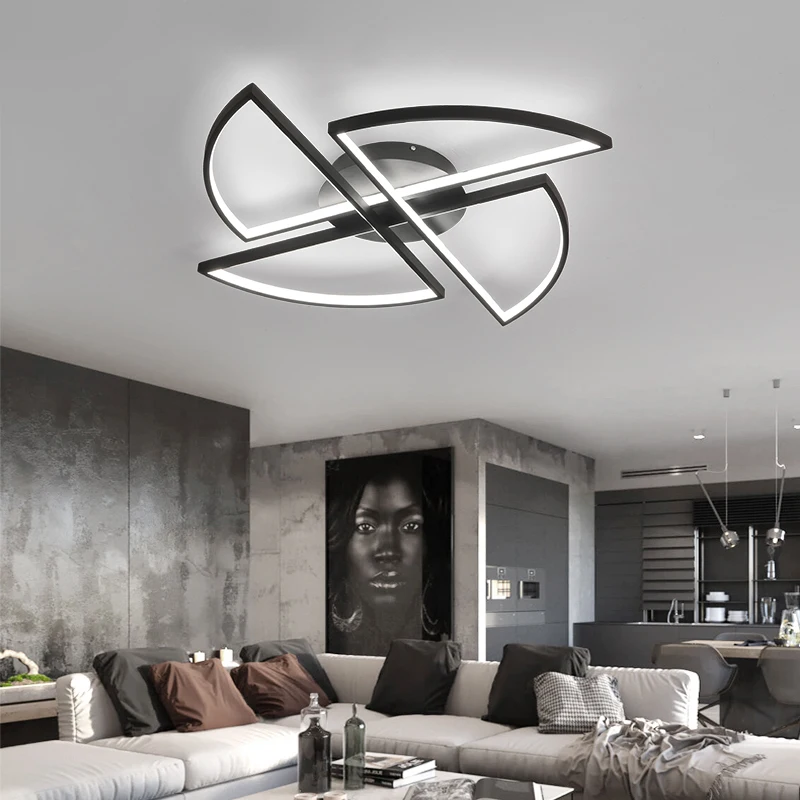 

Dimming modern LED ceiling Lights for bedroom living room study office creative aluminum lamps body black ceiling lamp lighting