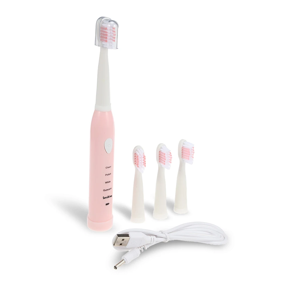 

Gustala Waterproof Sonic Electric Toothbrush USB Rechargeable Toothbrushes With 3 Replaceable Brush Heads And One USB Cable