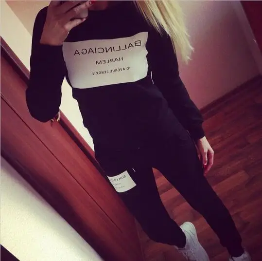 

Woman Clothes sets 2019 Ballinciaga Tracksuits 2 Piece Set Women Suit Hoodies Free Shipping