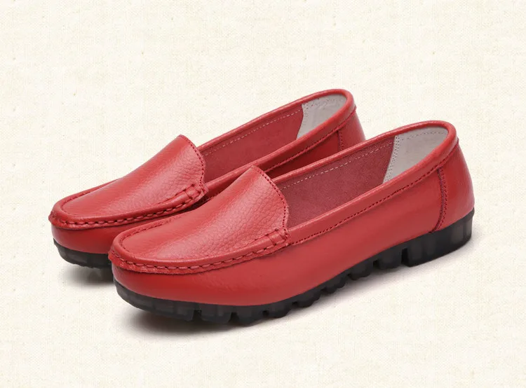 AH 201-2019 Genuine Leather Women Shoes Walking Woman Flats -2