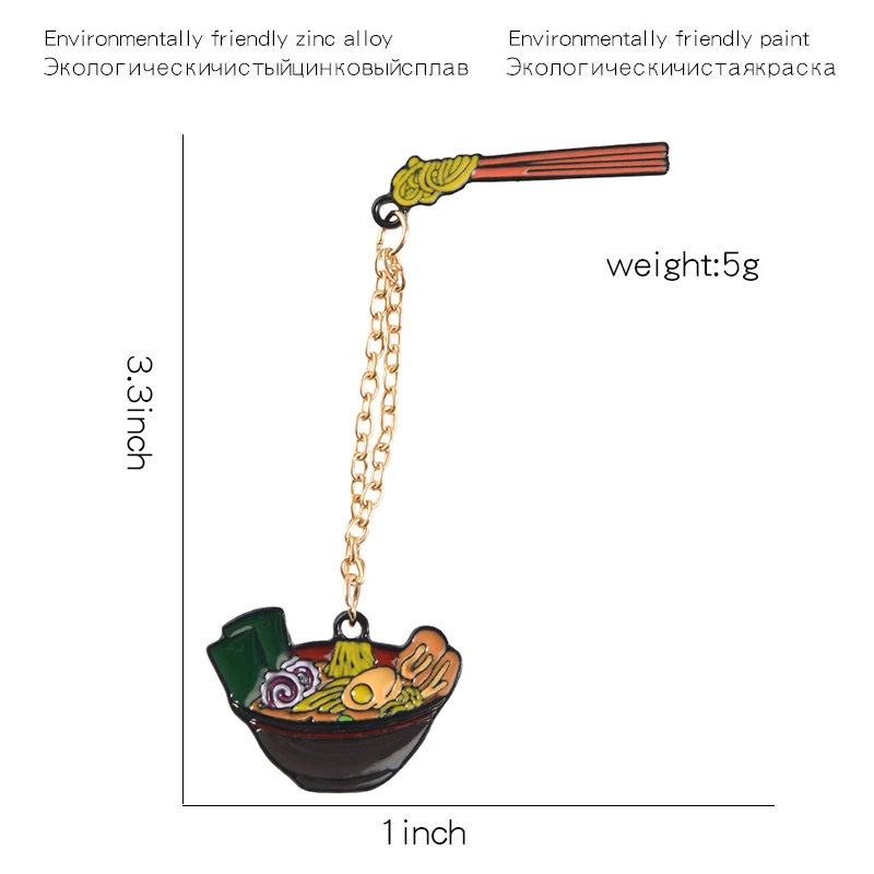 Мультфильм японская лапша палочки для еды Ramen Эмаль Булавка Милая миска Броши джинсовая рубашка воротник цепь значок булавки на лацканы Ювелирные изделия Подарки