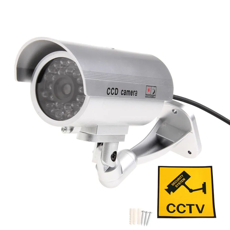 Waterproof Outdoor Security Fake Surveillance Monitor CCTV Security Simulation Camera Flash ...