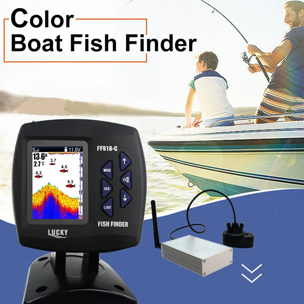 

LUCKY FF918-CWLS Portable Waterproof Boat Fish Finder with Colored Screen Display Sonar Sensor 300M Remote Control
