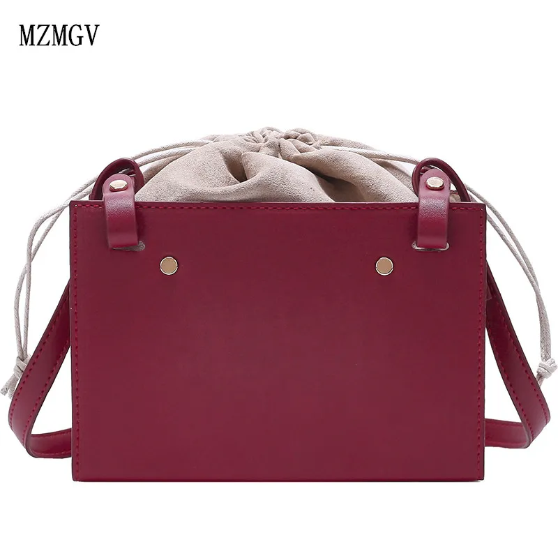 

2019 new women's DrawString shoulder bag ladies retro high quality PU leather Messenger bag mini evening bag