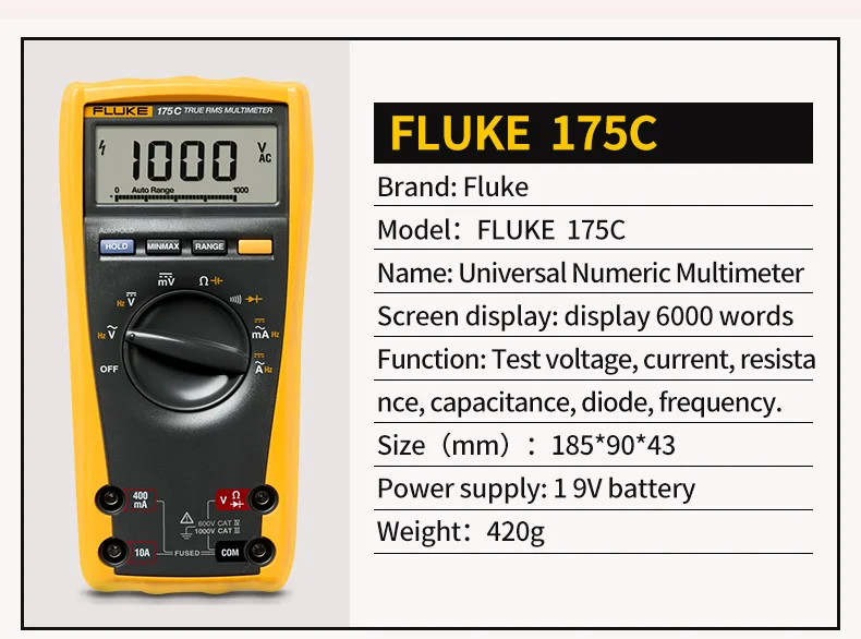 Цифровой мультиметр Fluke F175C, высокоточный автоматический портативный мультиметр