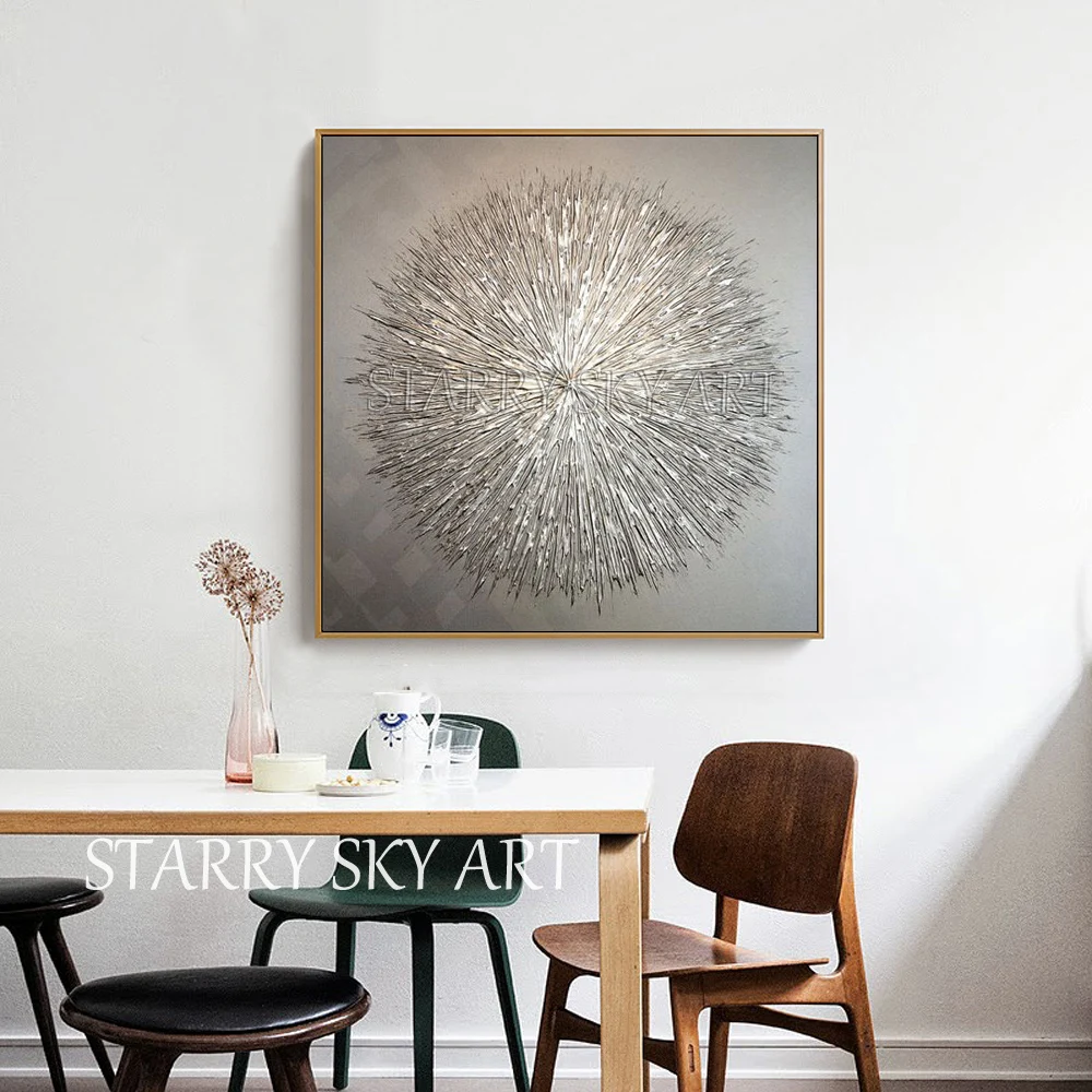 Günstige Spezielle Ölgemälde Künstler Hand bemalt Hohe Qualität Silber Messer Dicken Ölgemälde Moderne Abstrakte Grau Silber Öl Malerei