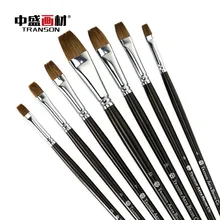 6 шт. transon102 черный с деревянной ручкой фундук кисти, ласка волосы художник щетки, картина маслом кисти