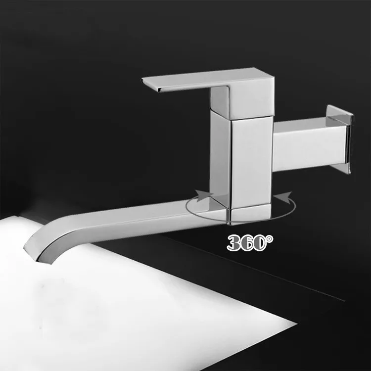 

Brass Chrome Sink Faucet Single Cold Single Hole 360 degree Rotatable Wall Mounted in wall tap torneira bathroom banheiro