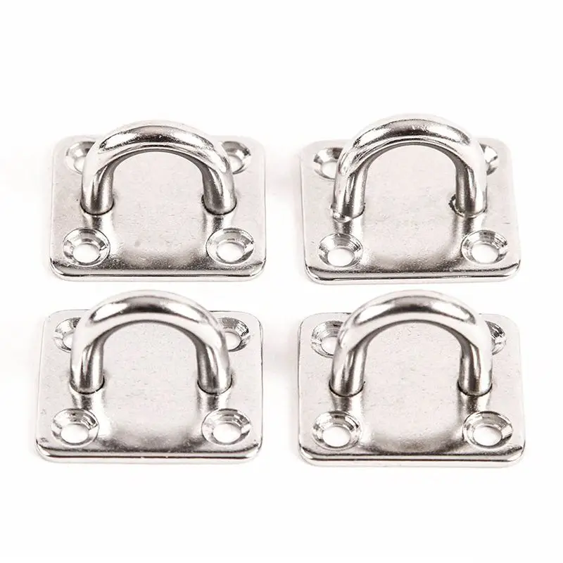 

4x 316 Stainless Steel 6mm Square Eye Plates 1/4 inch Marine SS Pad Boat Rigging