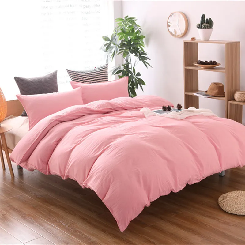 US 26 7 50 OFF Pink Bedding King Size Duvet Cover Twin Full Queen Chinese Bed Linen Cotton Soft Plain Dyed Bed Cover Sets For Bedroom In Bedding
