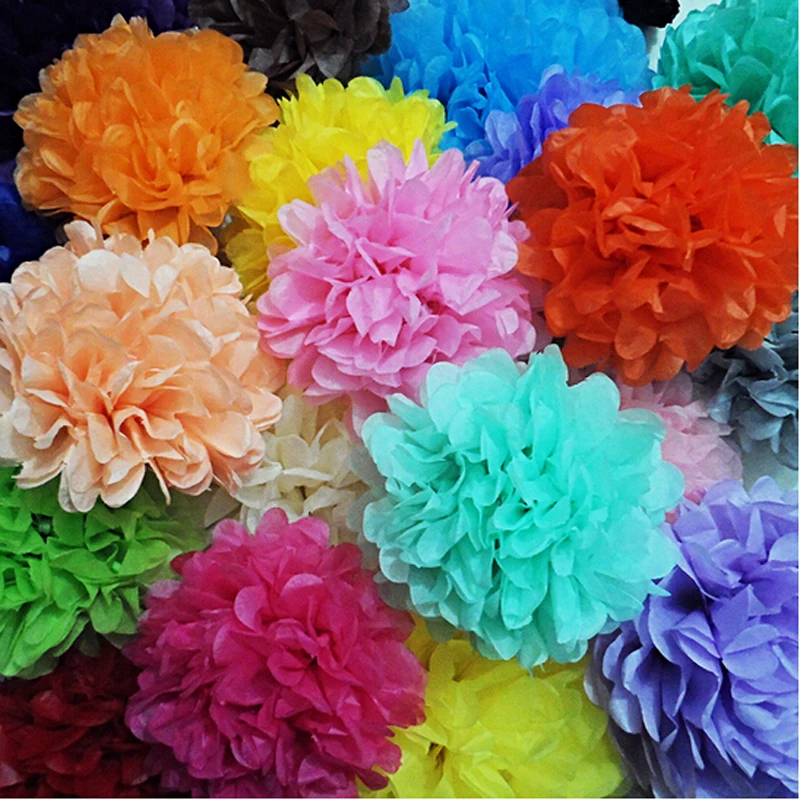 20cm Small Tissue Paper Pom Poms Artificial Flower Balls Wedding Party Decorations 100pcsin