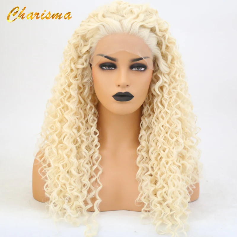 

Charisma Synthetic Long Curly Wigs Heat Resistant 150% Density 22 Inch #613 Color Synthetic Lace Front Wigs For Black Women