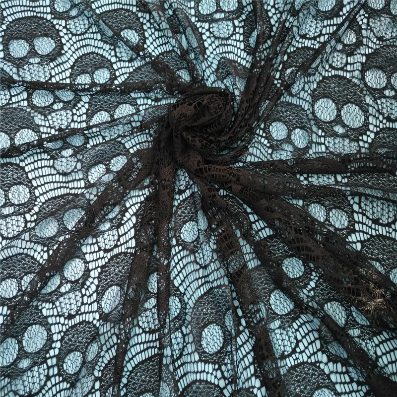 

1 yard 150 cm width black skull head inelastic nylon lace fabric garment accessories dress accessories Wedding dress accessories