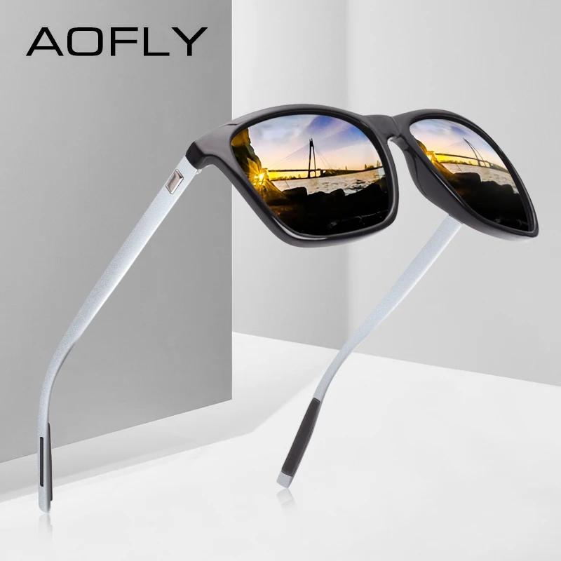 Baratos AOFLY Estilo Clásico Gafas de Sol Polarizadas de Moda Gafas de Sol para Los Hombres Las Mujeres de La Vendimia Marca de Diseño UV400 Gafas de sol masculino AF8021