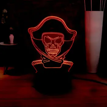 

Pirates of the Caribbean 3D Visual Lamp Captain Jack Sparrow USB Touch Multicolored LED Kids Night Light Home Decor Novelty Toys
