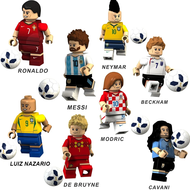 8Pcs Set Football Player Figure Spartak Moscow Argentina France font b Building b font Blocks Sets