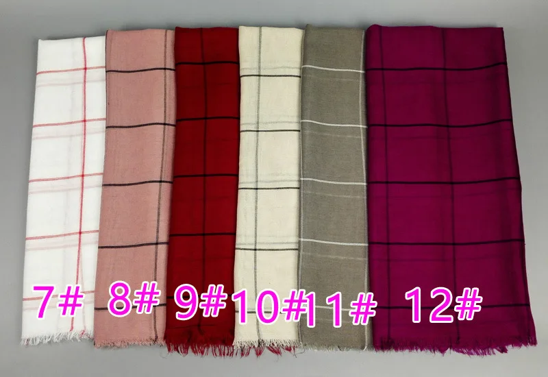 Classic Plaids Tartan Cotton Voile Muslim Hijab Scarf for Ladies Long Cross Stripes Double Color Islamic Hijabs Shawl Wrap Scarf