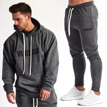 2019 New Vanquish Men Set Running Jogger Oversized Tracksuit Autumn Fitness Bodybuilding Hoodies+Pants Sport Jacket Winter Male