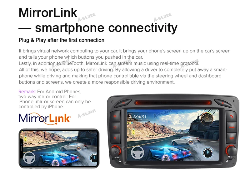 Best A-Sure 2 Din Android 9.0 Radio GPS DVD Player Navigation For Mercedes Benz C-class W203 CLK G500 Viano Vito Class G-Class W463 19