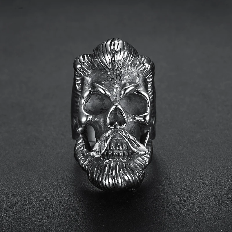 old gentlement beard skull rings for men women (3)