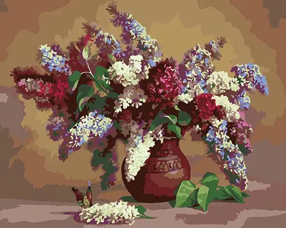 Некадрированная красная Лилия Цветок картина настенное искусство самодельная картина маслом картина по номерам домашний декор уникальная настенная живопись для гостиной - Цвет: Розовый