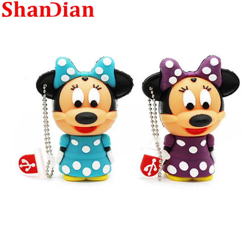 SHANDIAN minnie mouse Memory stick мультяшный флеш-накопитель 8gb pendrives 32g 64G mikey usb флеш-накопитель 16g usb мышь стильная цепочка для ключей