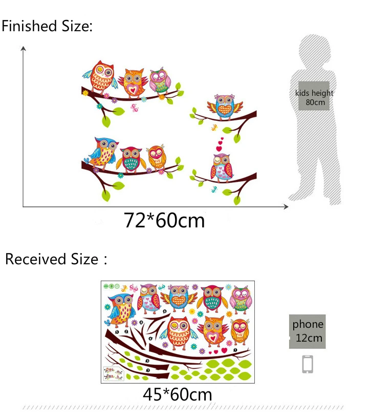 Красочные Мультяшные наклейки на стену совы на дереве детская комната Домашний декор настенные наклейки для детской комнаты съемные
