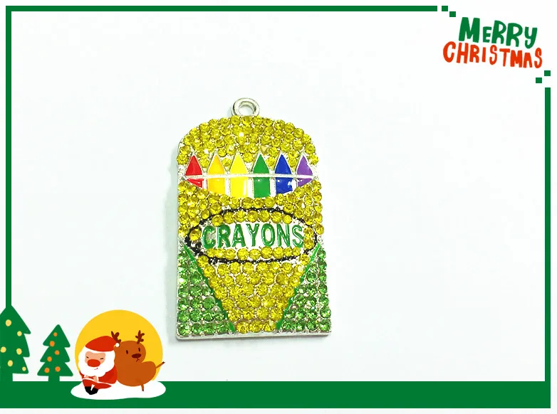

Newest !! 42MM*26MM 10pcs/lot Crayon Box Rhinestone Pendants