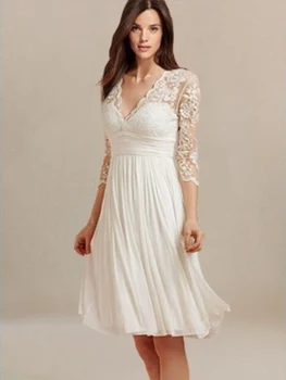 

Short Wedding Dress, Short Beach Wedding Dress with Sleeves, Bride Dress Bridal Gown Superbweddingdress