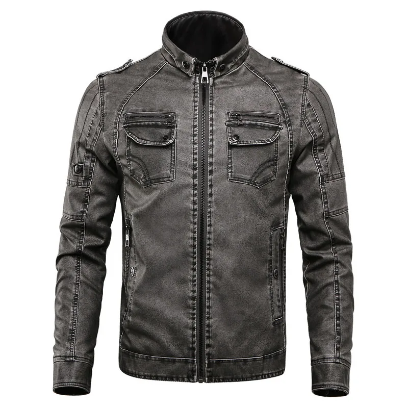 

Hot quality Autumn And Winter men leather jacket warm plus velvet coat leisure men jacket motorcycle Windproof PU leather MLJ12