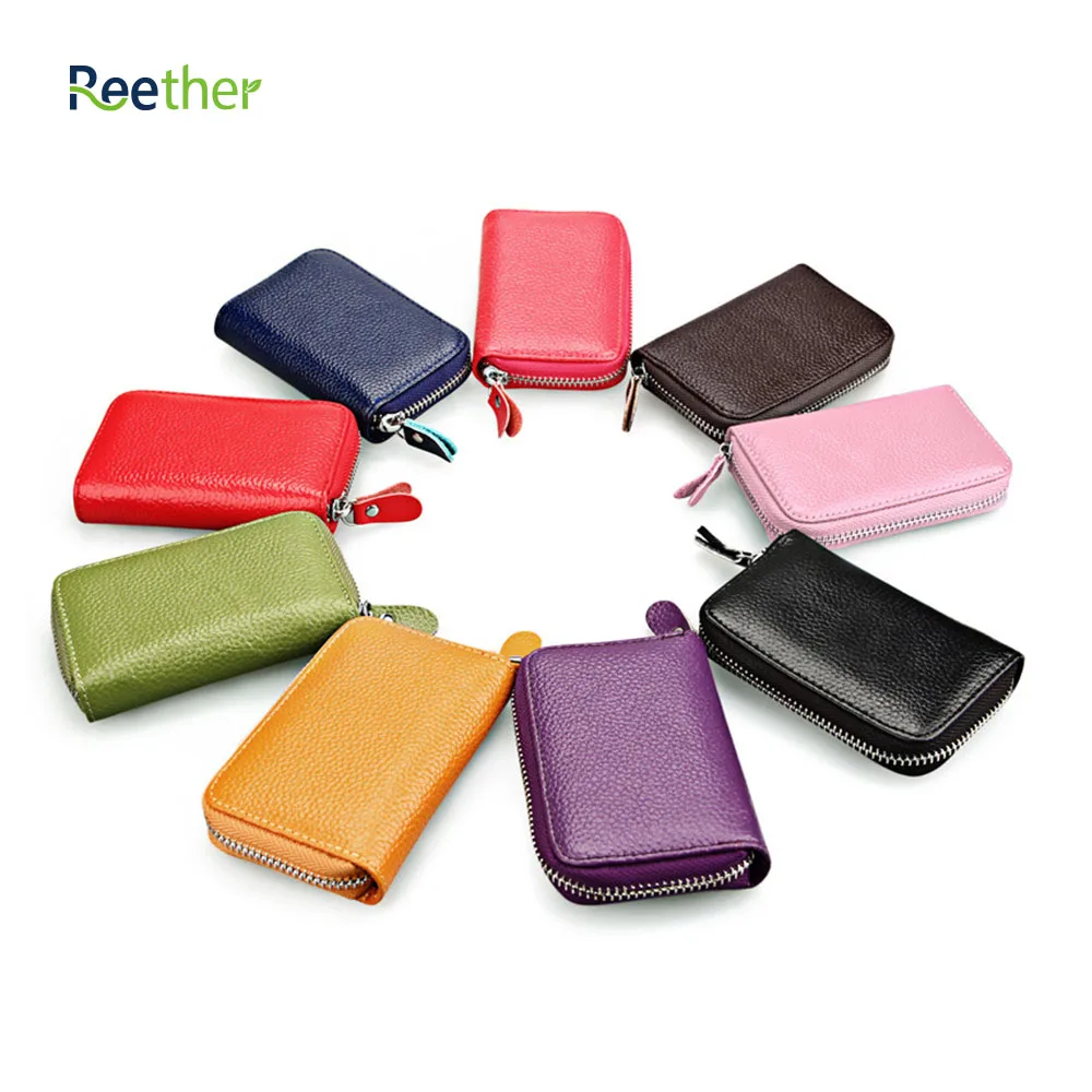 

REETHER Card Bags Credit Card Holder Pickup Package ID Card Bank Card Case Document Organizer Wallet w/Zipper Customized Gifts