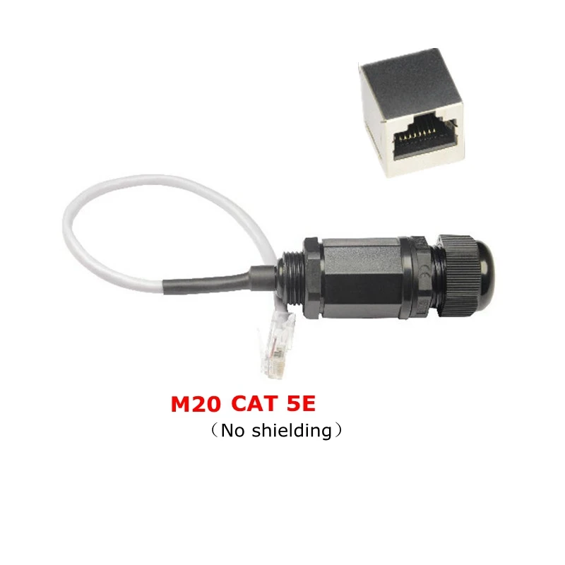 Best Price (100pcs/lot) CAT5E RJ45 Waterproof Gland Connector Ethernet LAN IP68 Protection M20 CAT 5E RJ 45 male to female AP outdoor cable