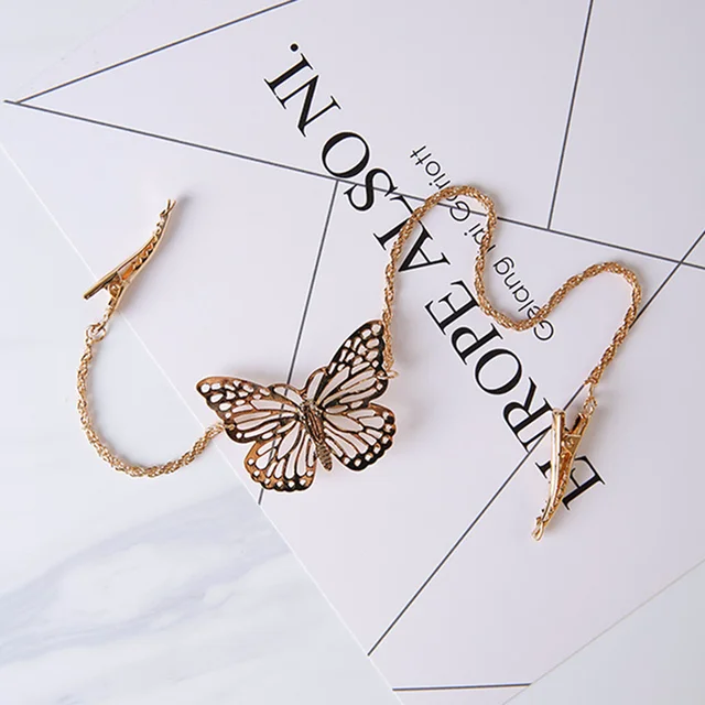 Horquilla de hoja de mariposa de metal para mujer, diadema, accesorios para el cabello, dulce, nuevo - Imagen 2
