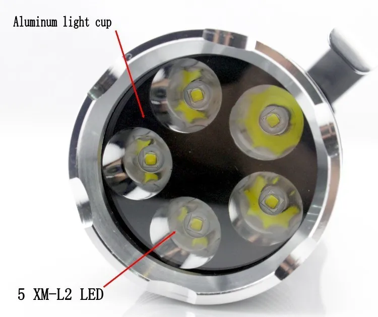 YUPARD 5x XM-L2 T6 светодиодный фонарь, прожектор, тактический фонарь для кемпинга 7000лм+ 4*2200 мАч 18650 аккумулятор+ зарядное устройство